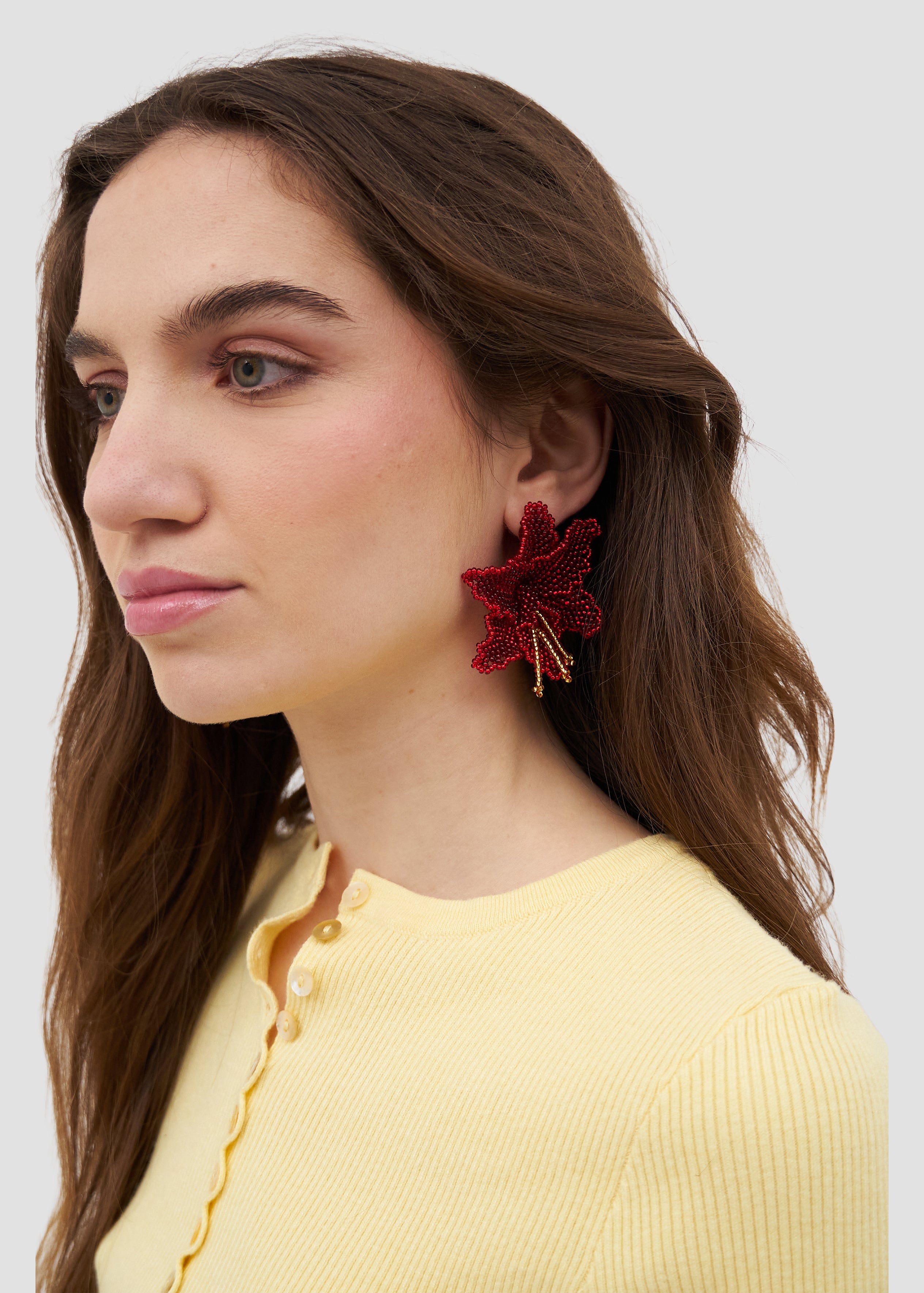 Selva | Beaded Mini Red Orchid Bead Earrings – Manuela Cabrales