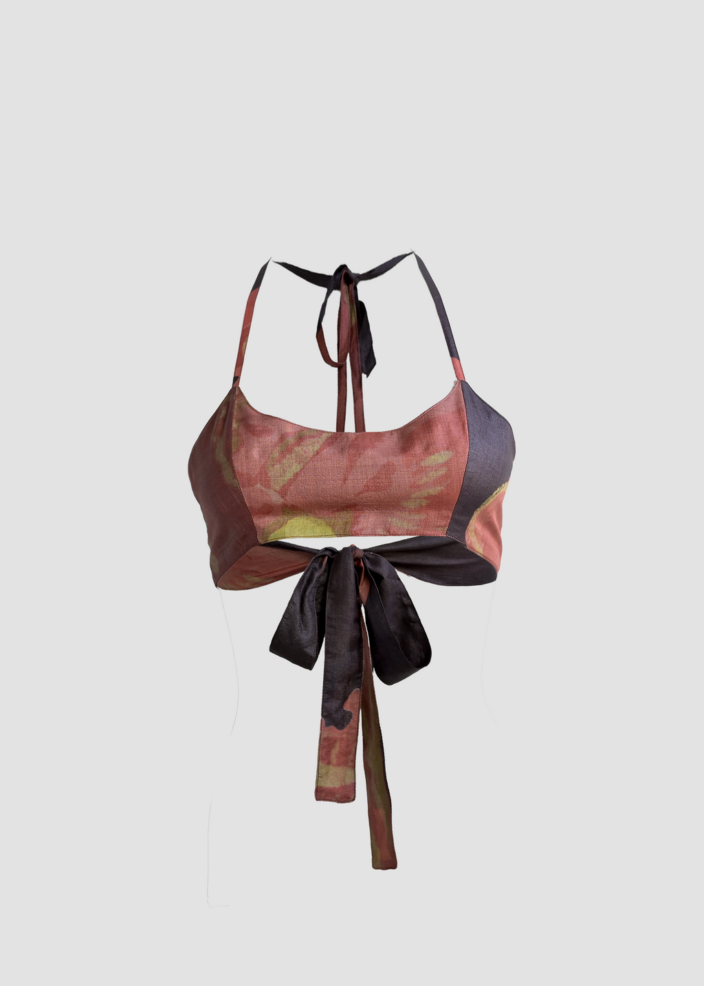 Muscifera | Silk Brown & Pink Crop Top