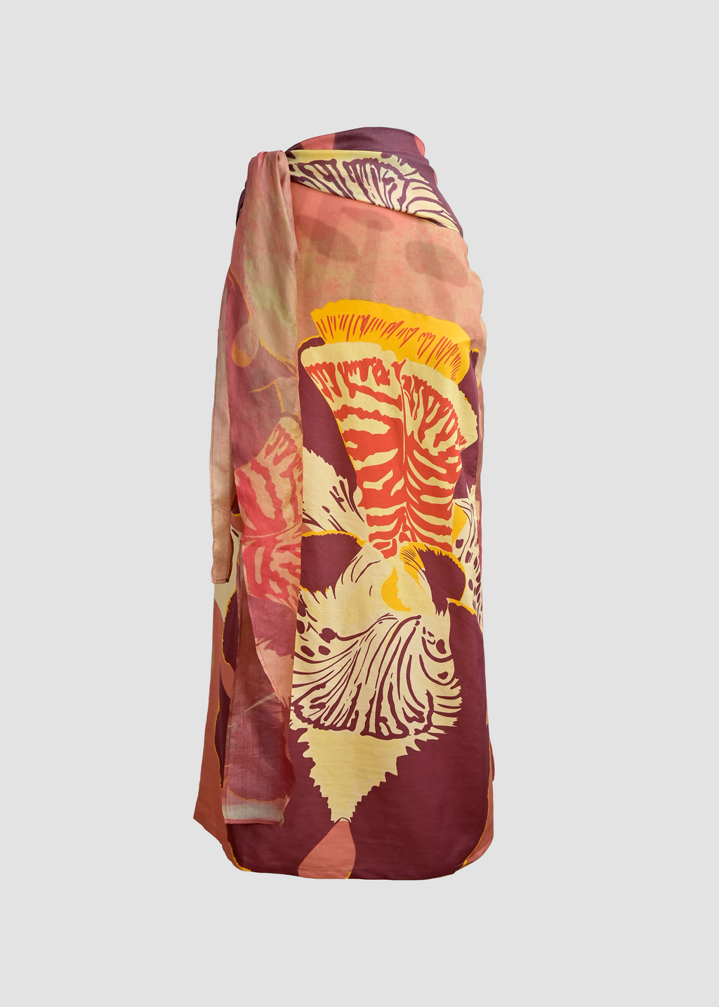 Nodosa | Silk Pink, Red & Yellow Maxi Pareo-Style Skirt