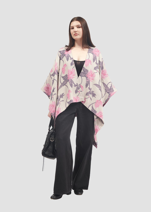 Cacao | Wool & Cashmere Grey & Pink Shawl