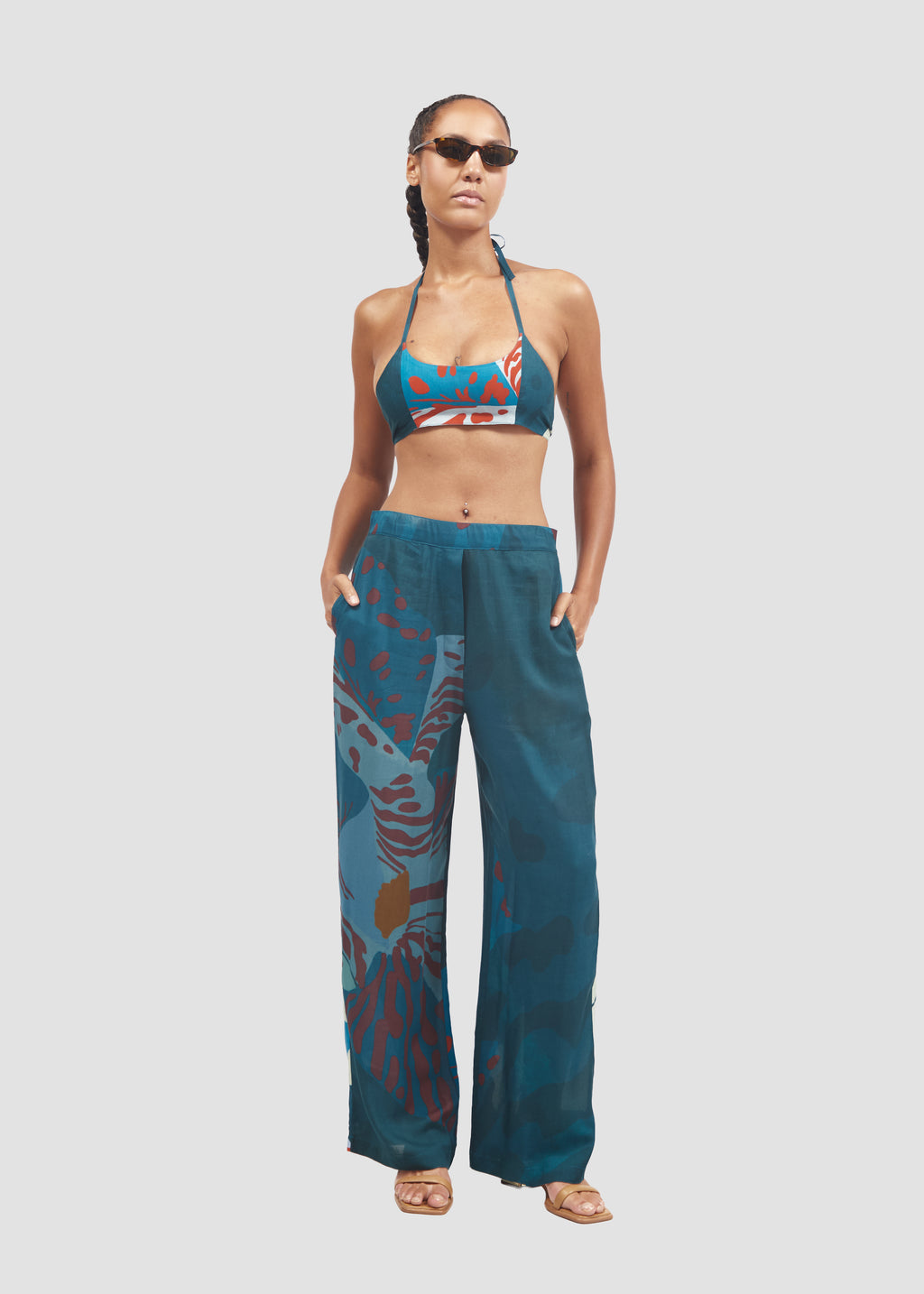 Flava | Banana Fiber Turquoise Blue Trousers