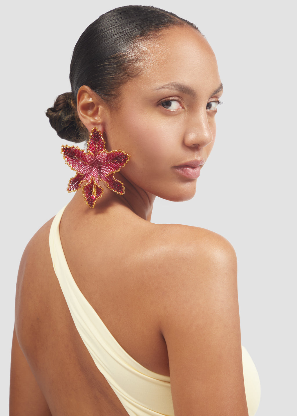 Selva | Pink Orchid Bead Earrings