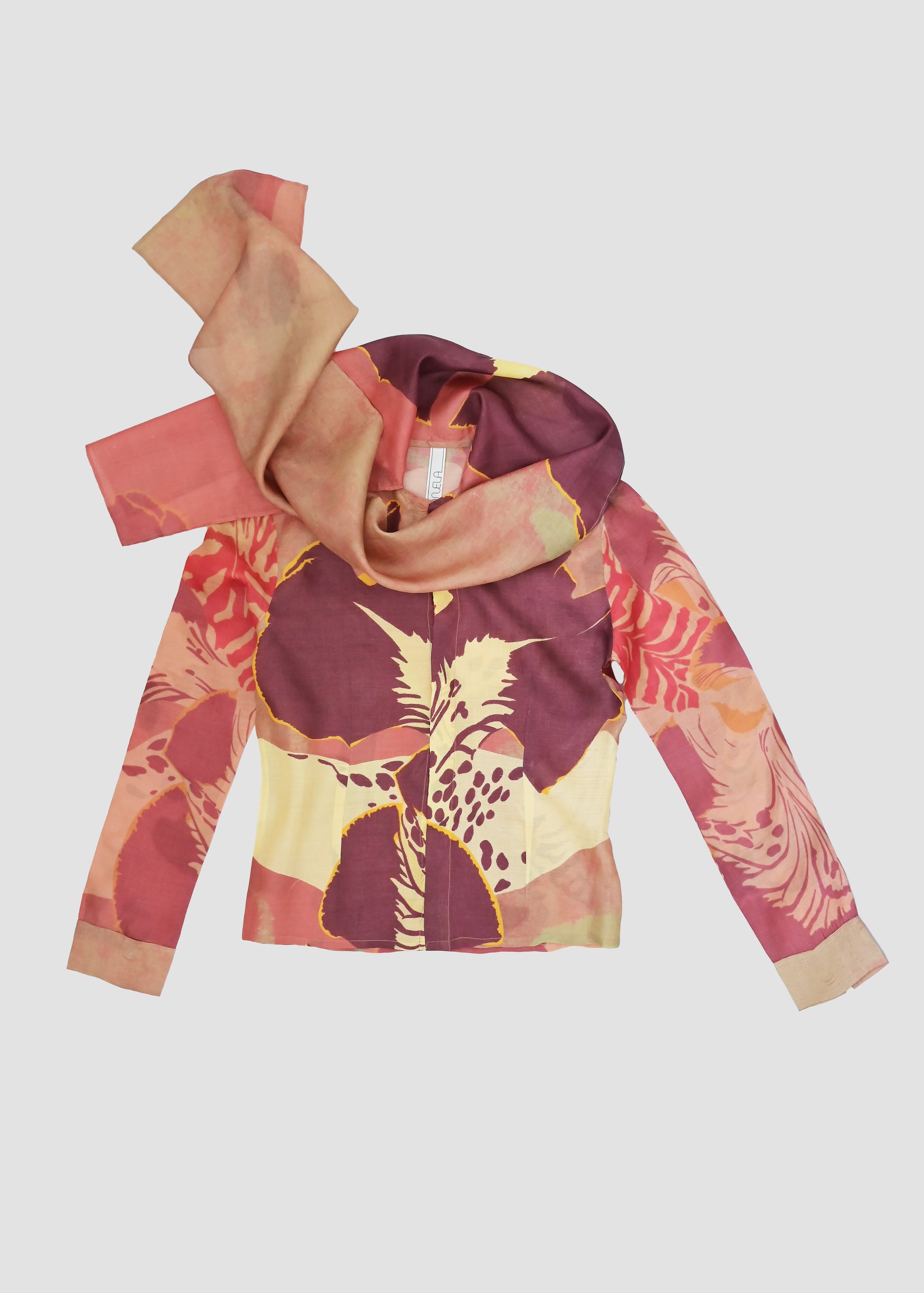 Nodosa | Silk Long Sleeve Shirt with Mini Scarf