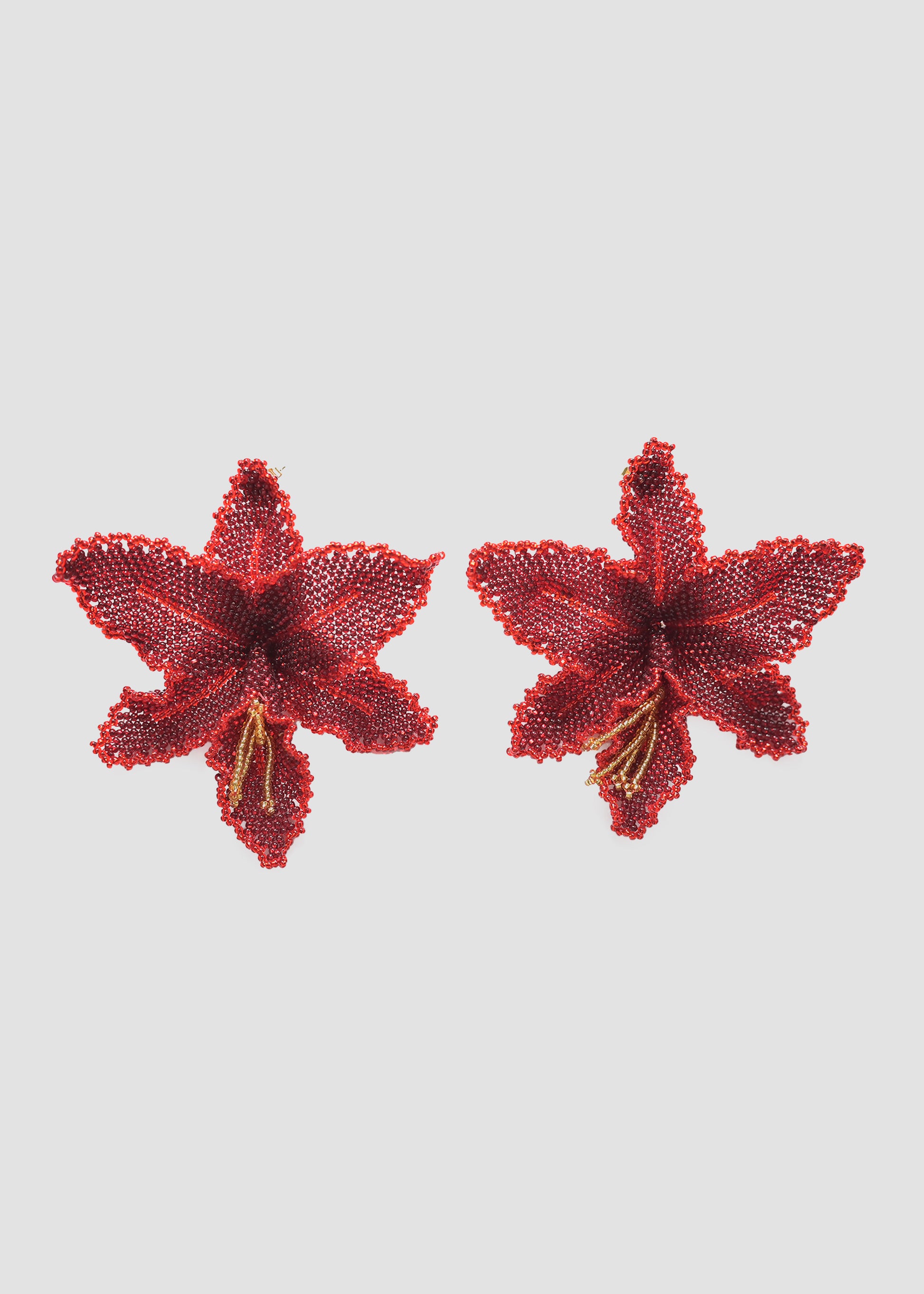 Selva | Red Orchid Bead Earrings