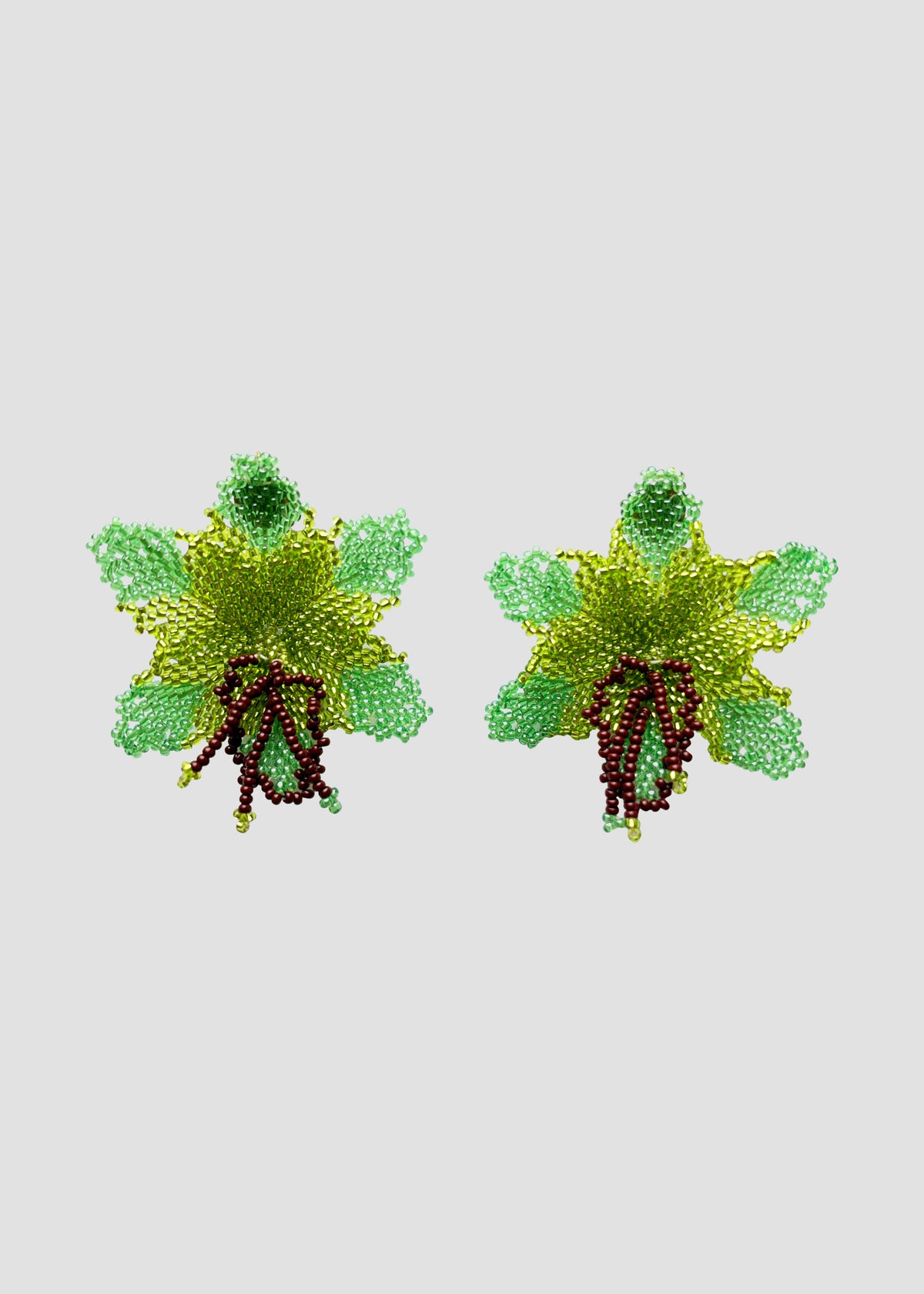 Selva | Beaded Mini Green Orchid Bead Earrings