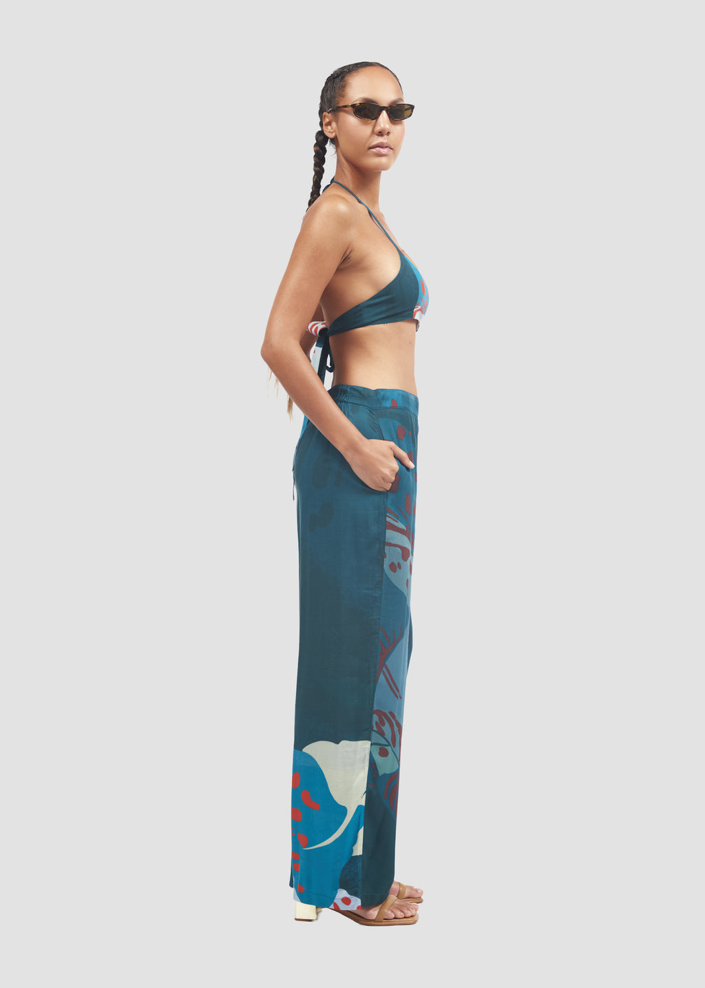 Flava | Banana Fiber Turquoise Blue Trousers