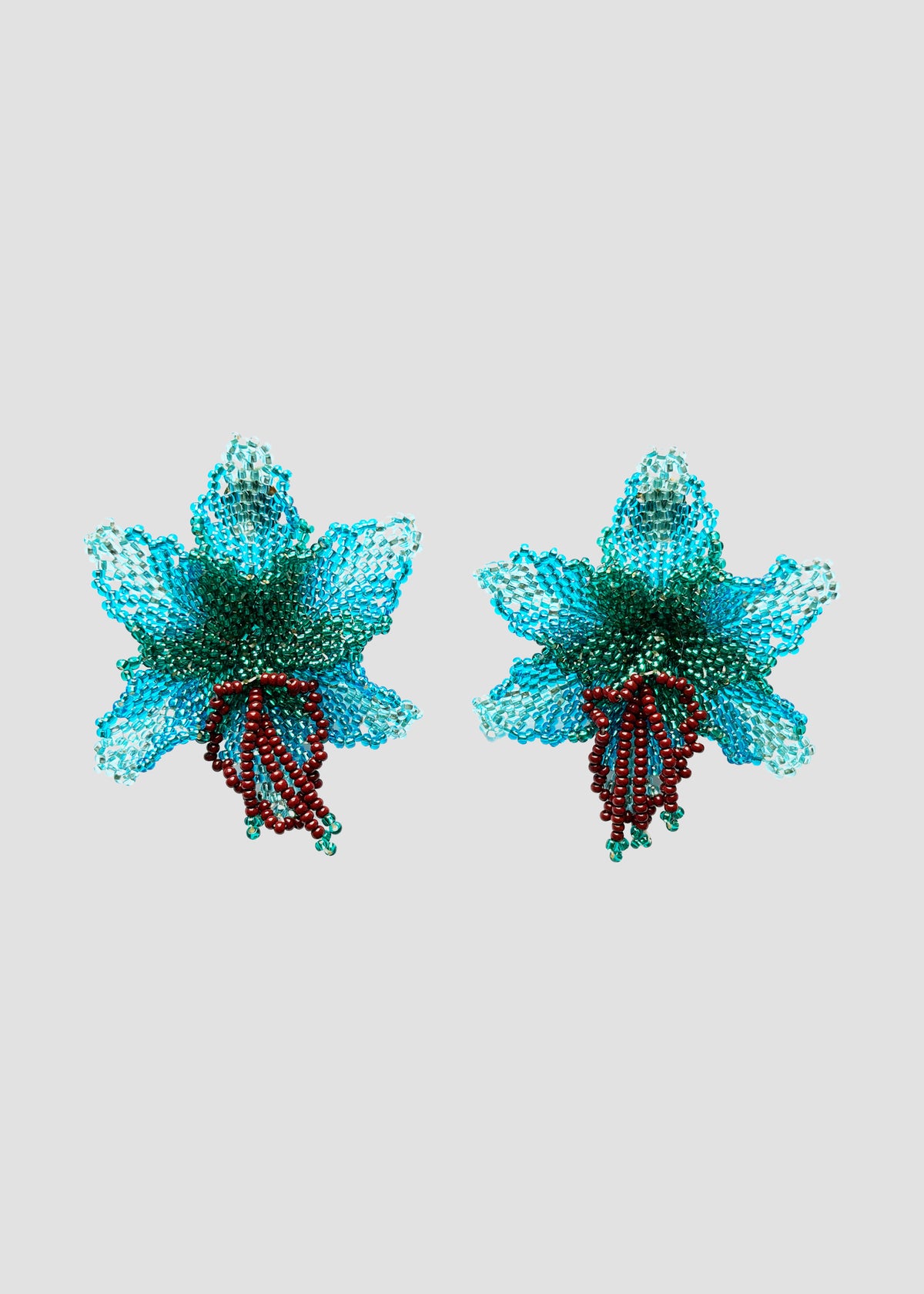 Selva | Beaded Mini Blue Orchid Bead Earrings