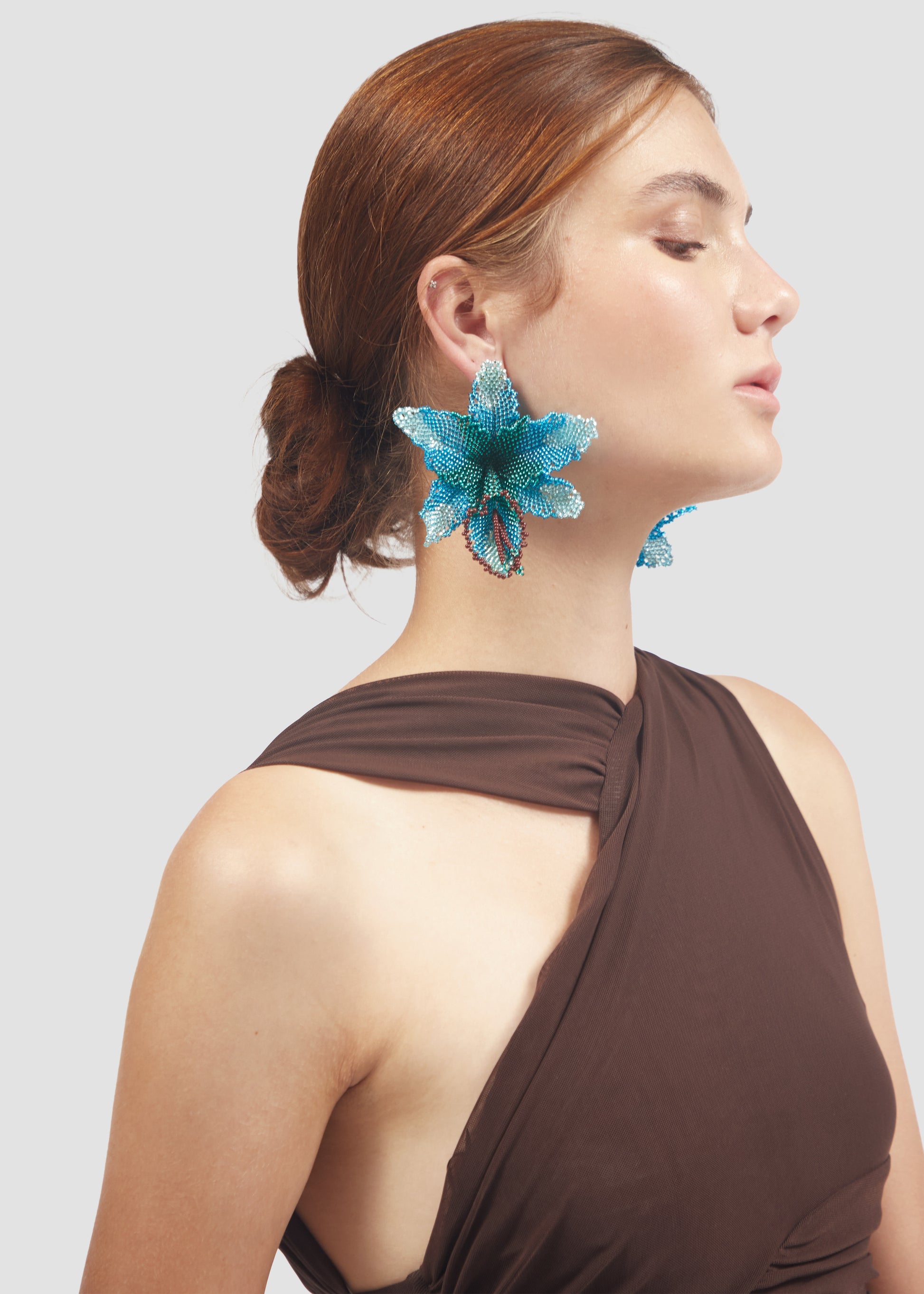 Selva | Blue Orchid Bead Earrings