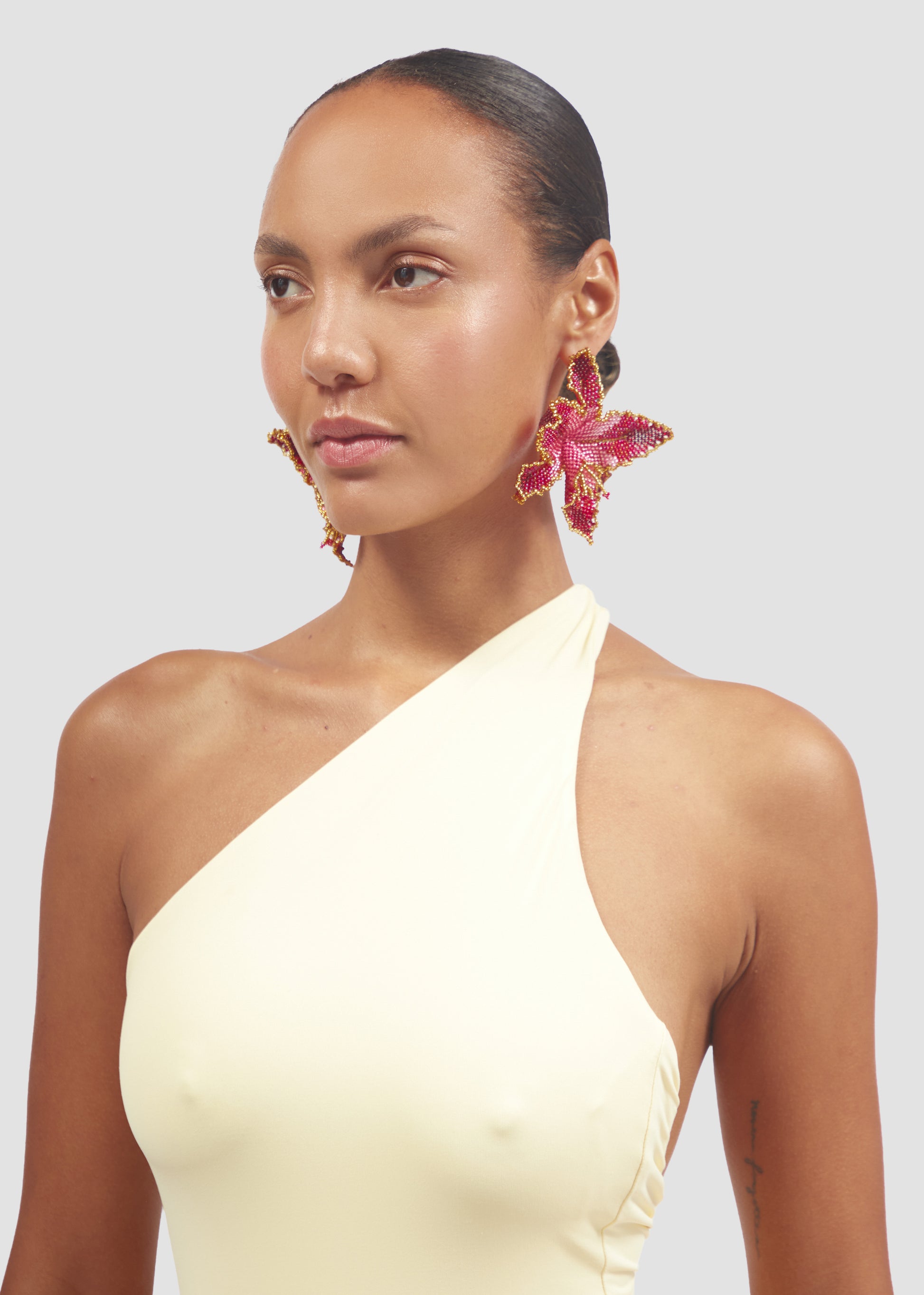Selva | Pink Orchid Bead Earrings