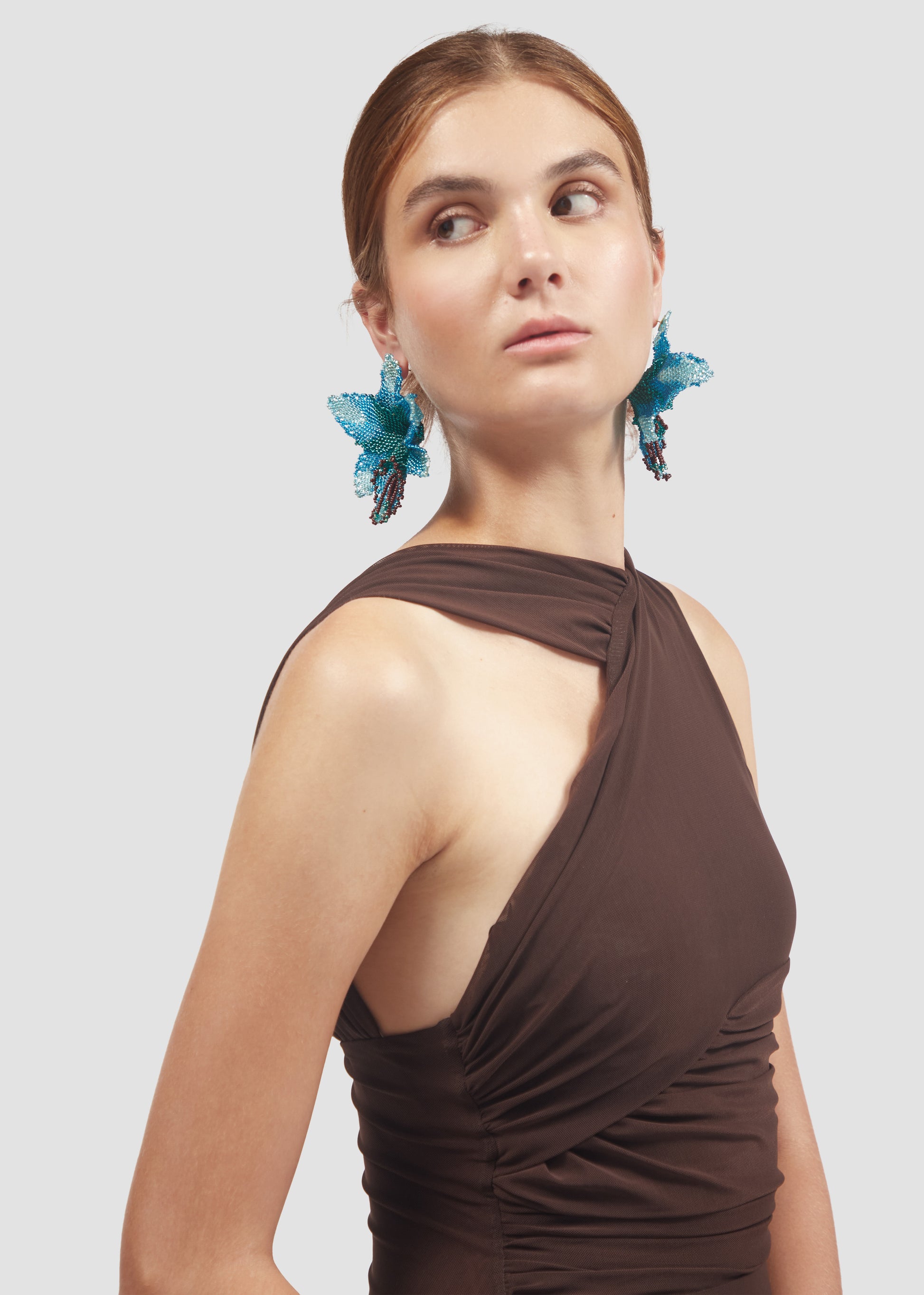Selva | Blue Orchid Bead Earrings