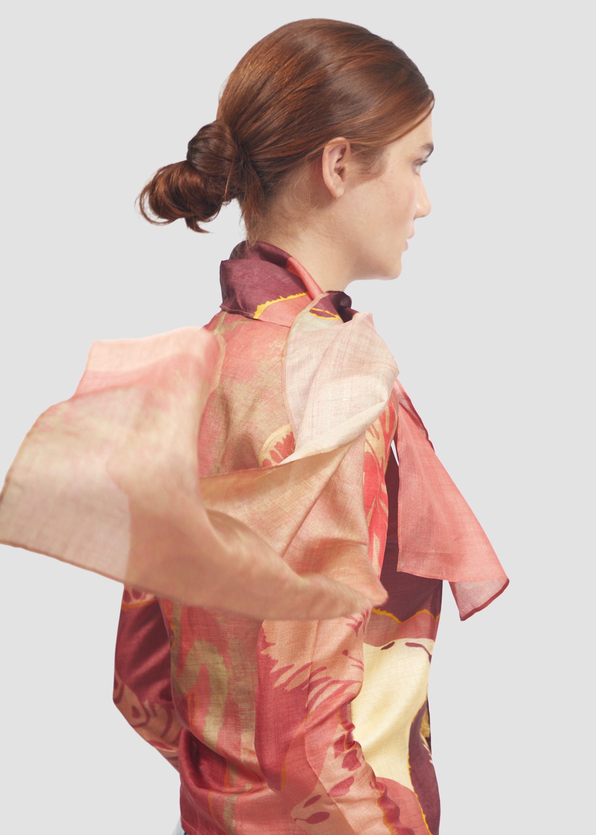 Nodosa | Silk Long Sleeve Shirt with Mini Scarf