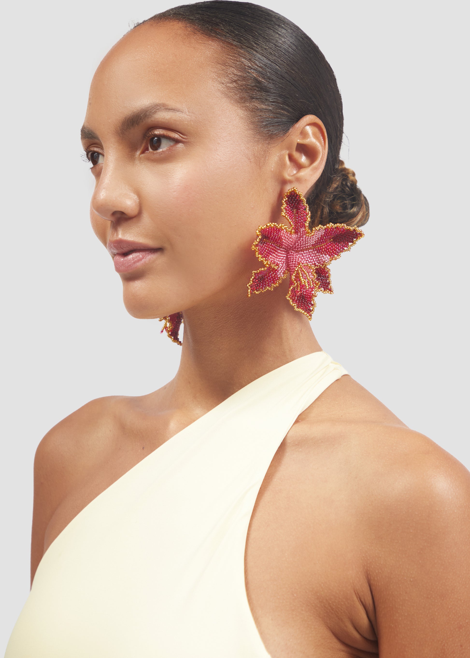 Selva | Pink Orchid Bead Earrings