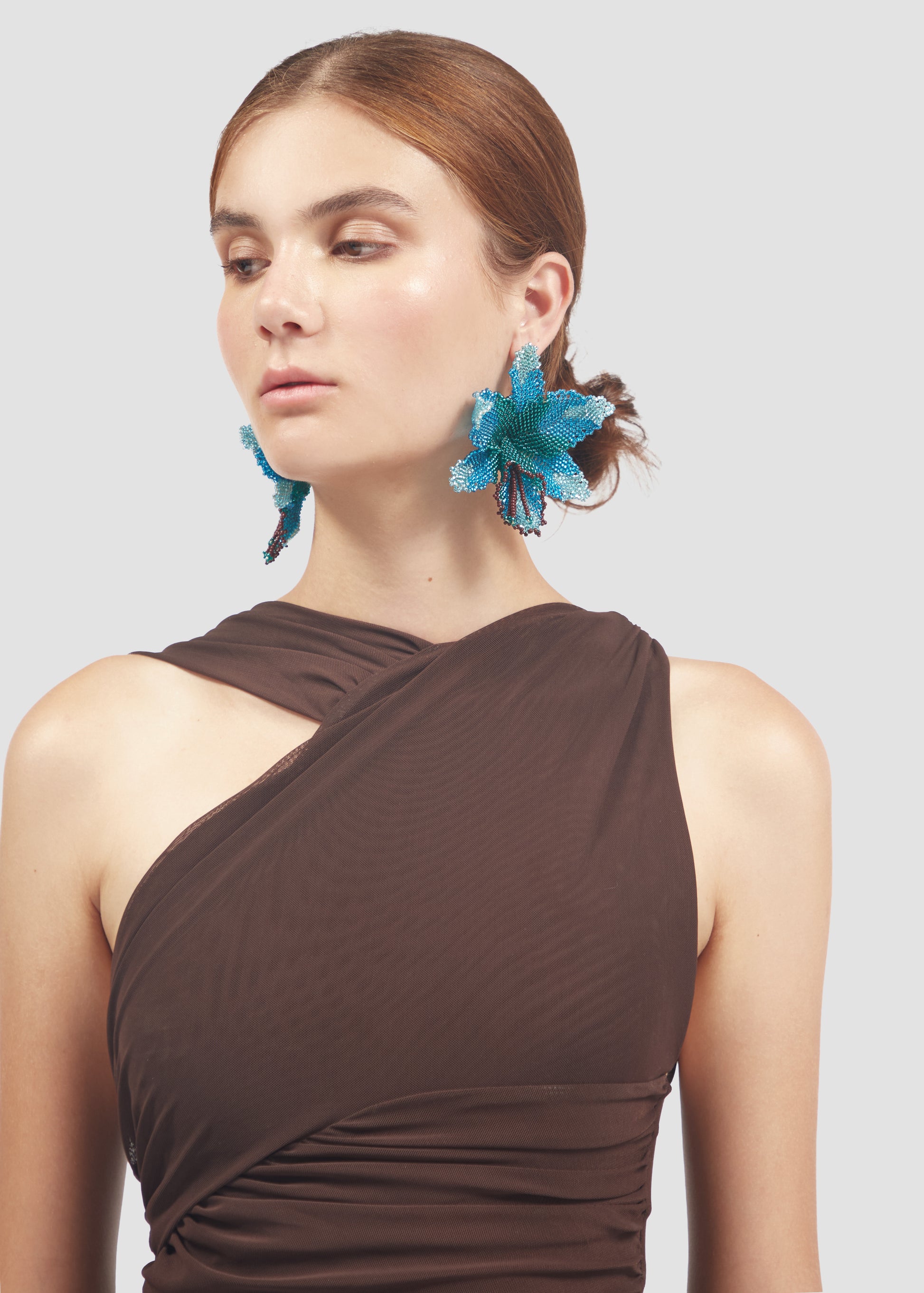 Selva | Blue Orchid Bead Earrings