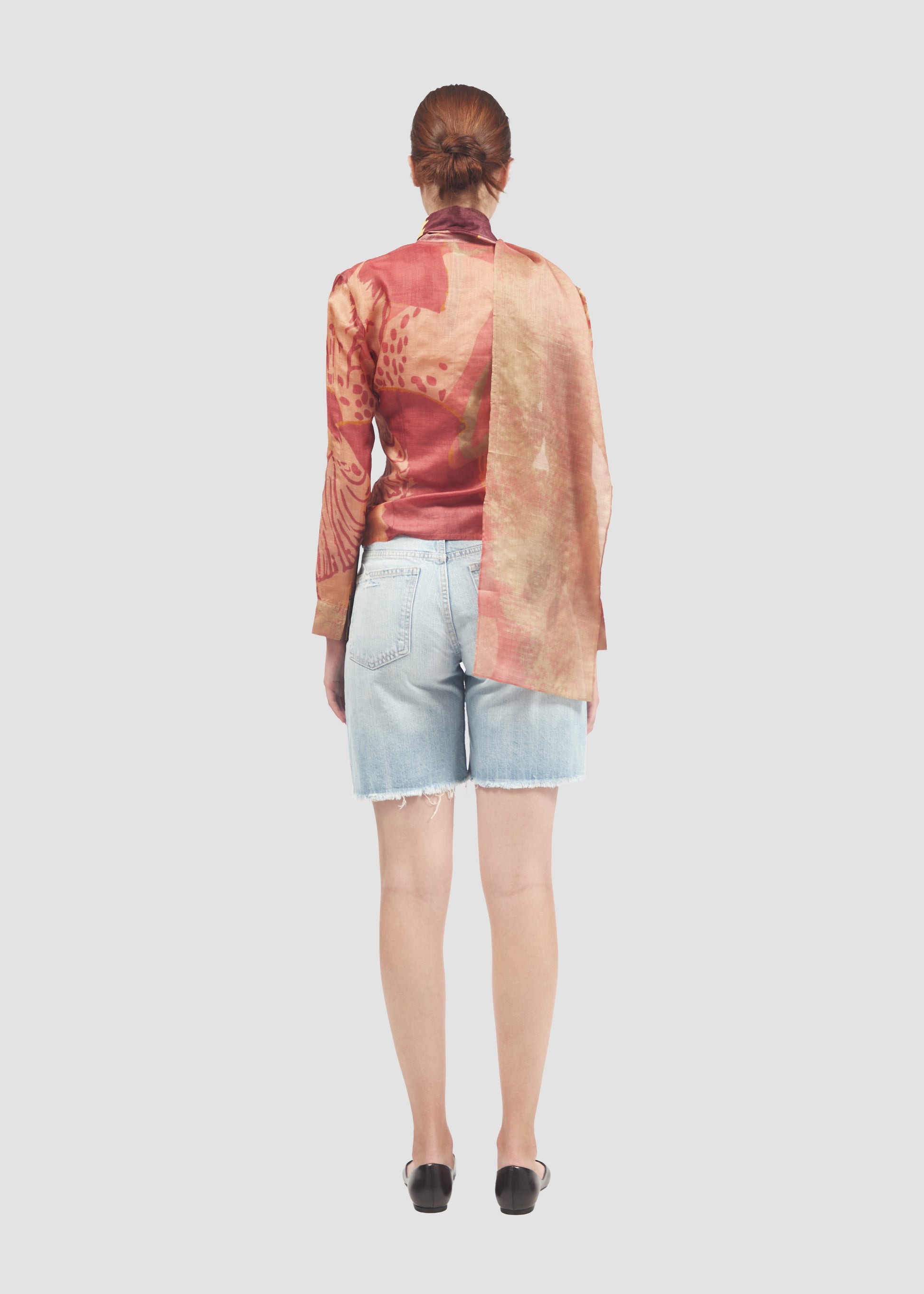 Nodosa | Silk Long Sleeve Shirt with Mini Scarf