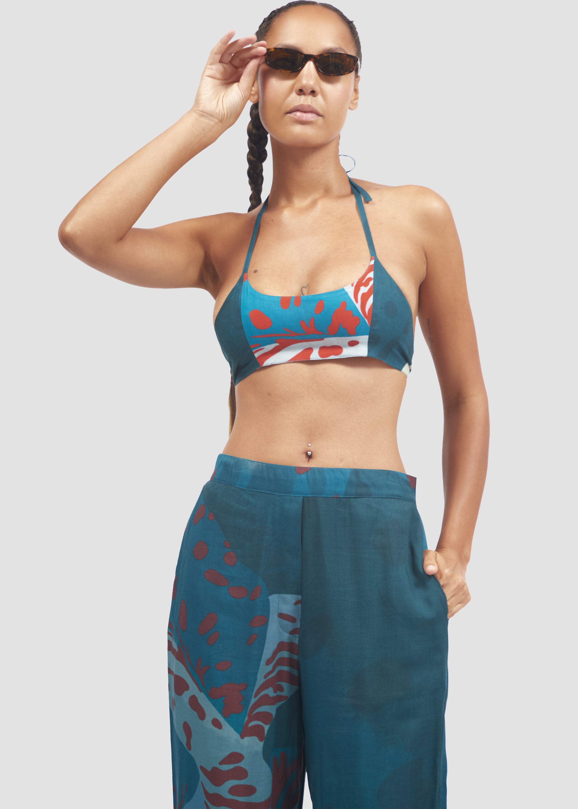 Flava | Banana Fiber Turquoise Blue Trousers