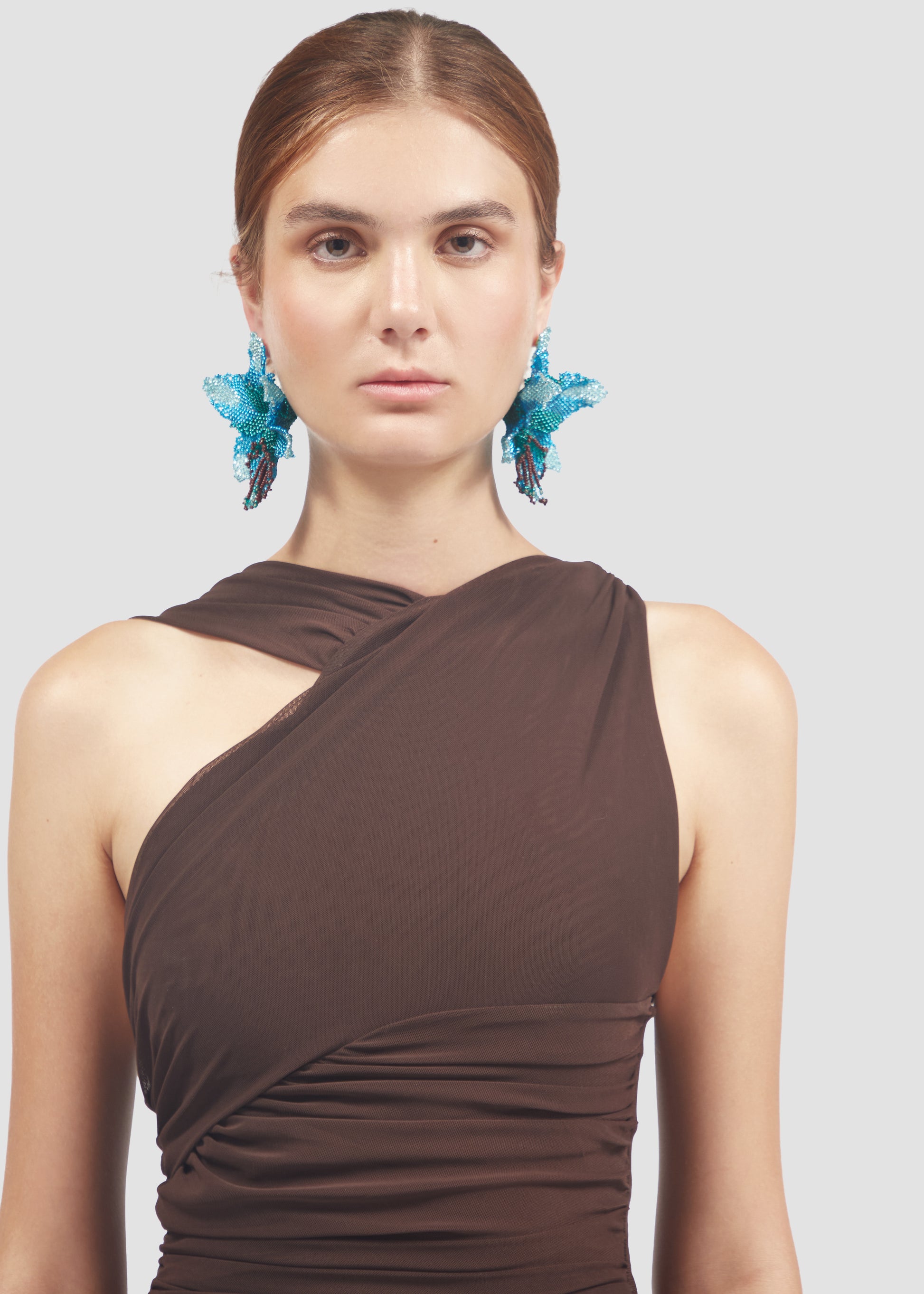 Selva | Blue Orchid Bead Earrings