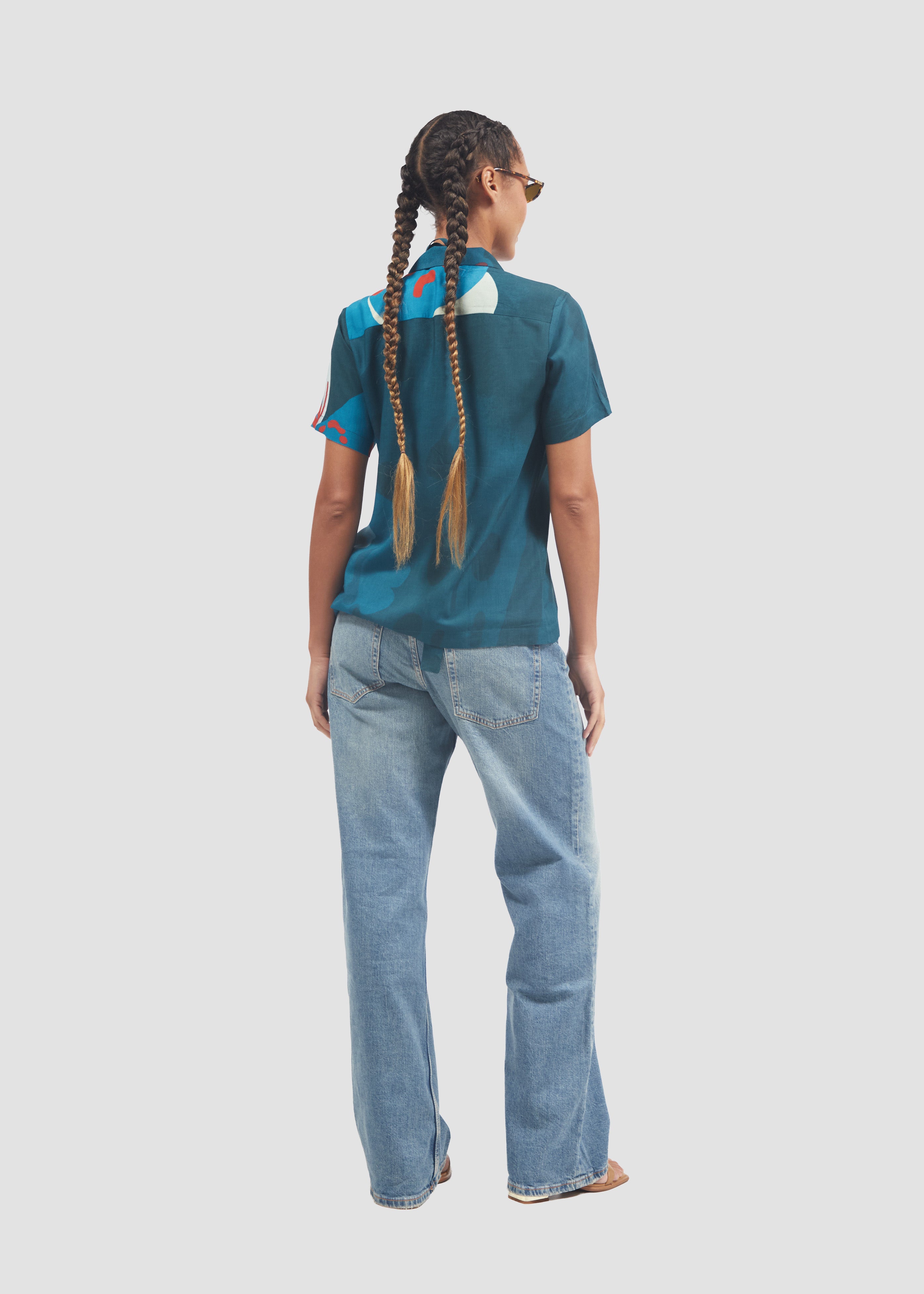 Flava | Banana Fiber Turquoise Blue Shirt – Manuela Cabrales