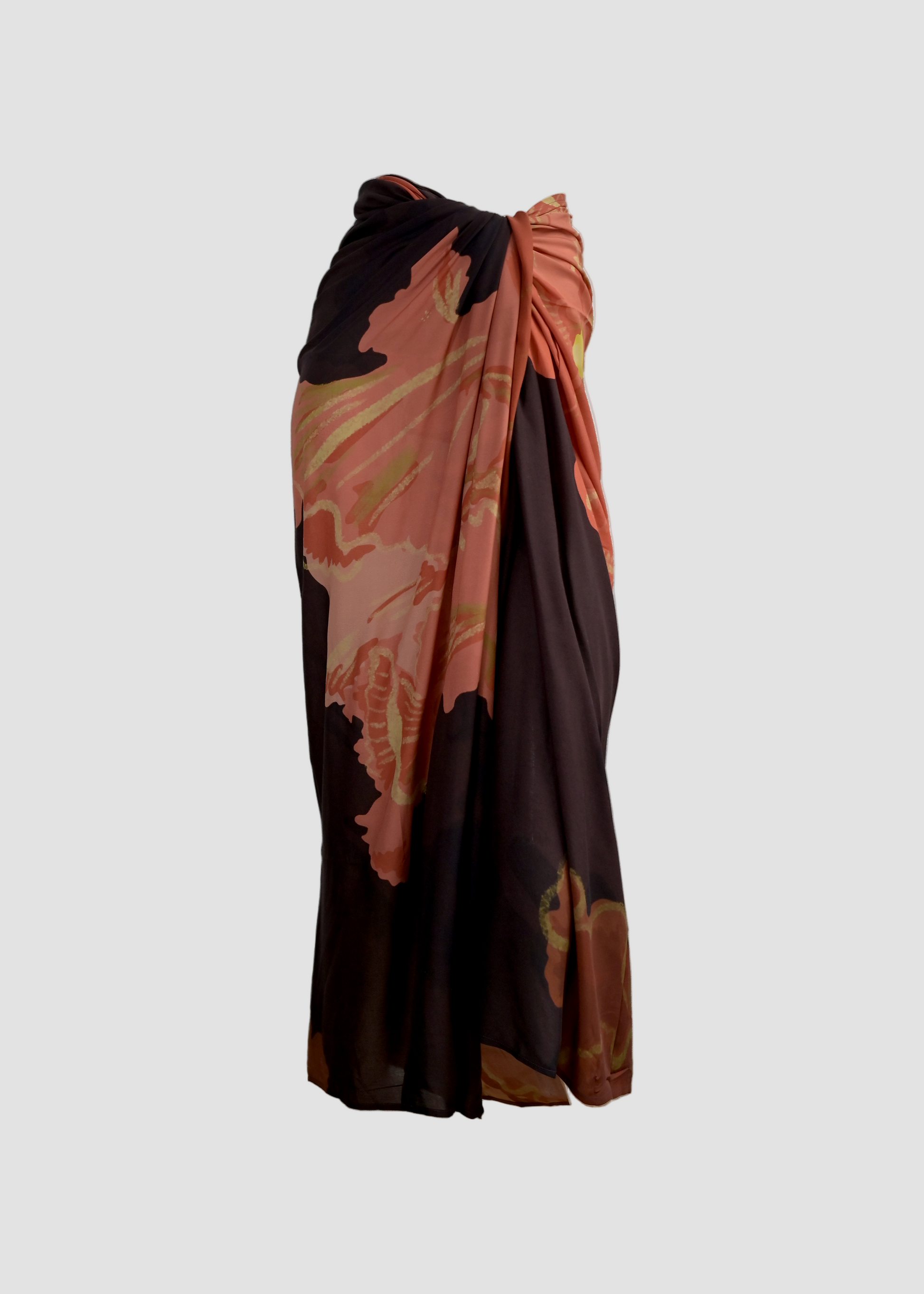 Sarong with a floral pattern on a white background