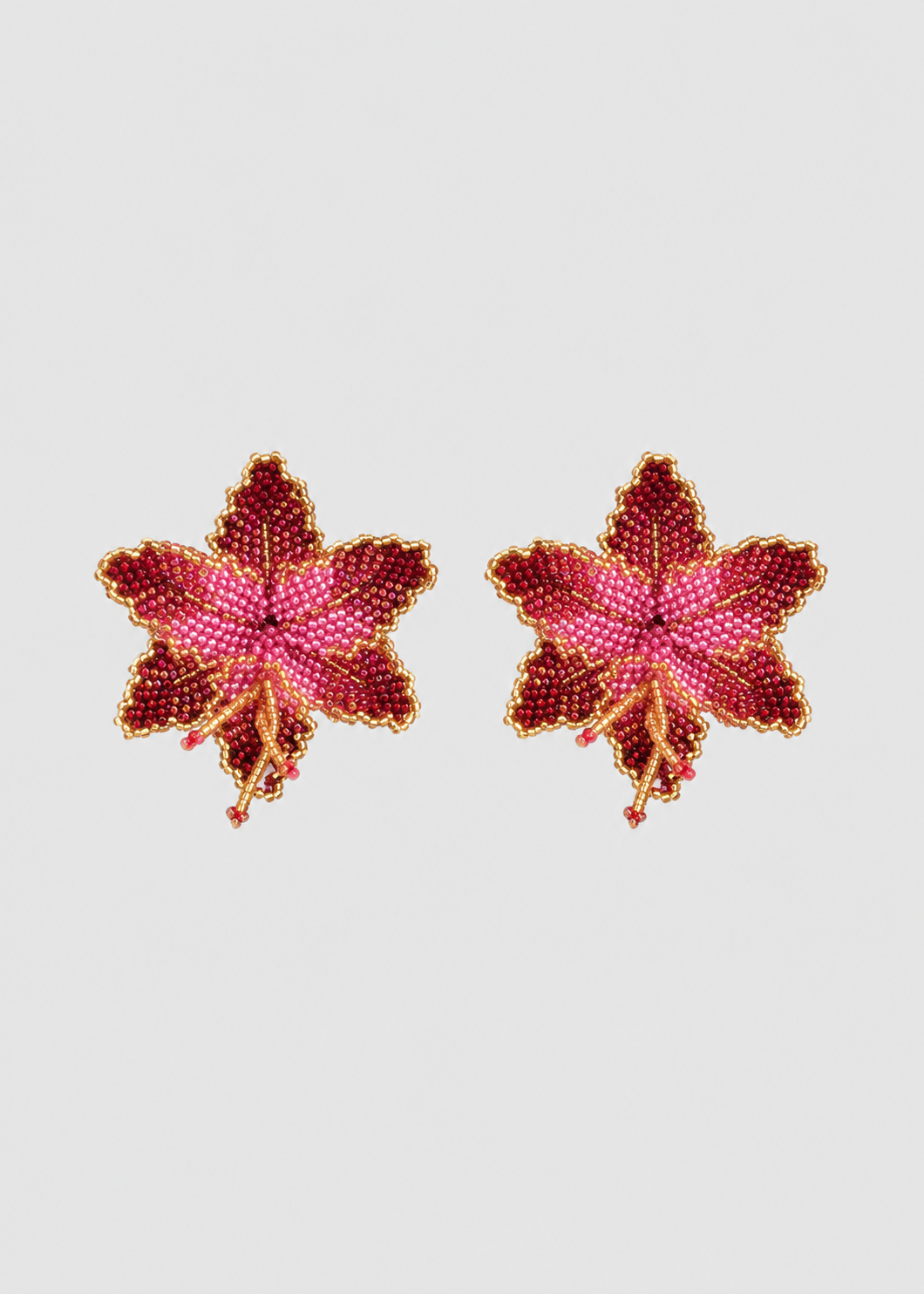 Selva | Beaded Mini Pink Orchid Bead Earrings
