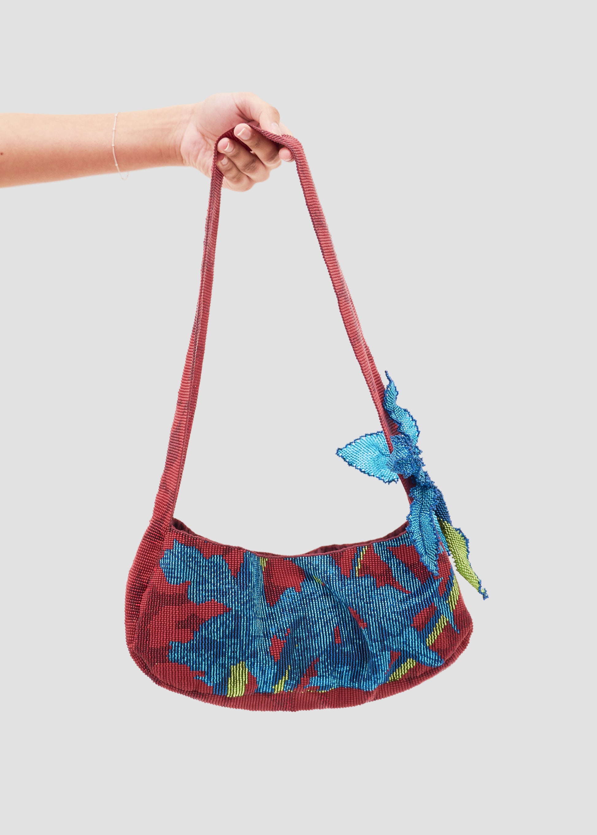 Cattleya Trianae | Crystal Beads Red & Blue Handbag