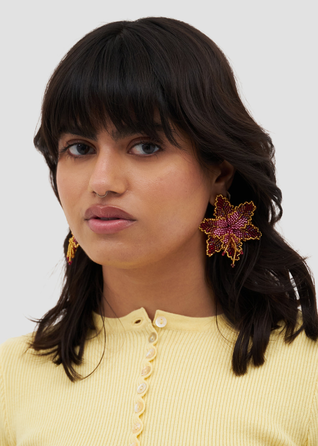 Selva | Beaded Mini Pink Orchid Bead Earrings