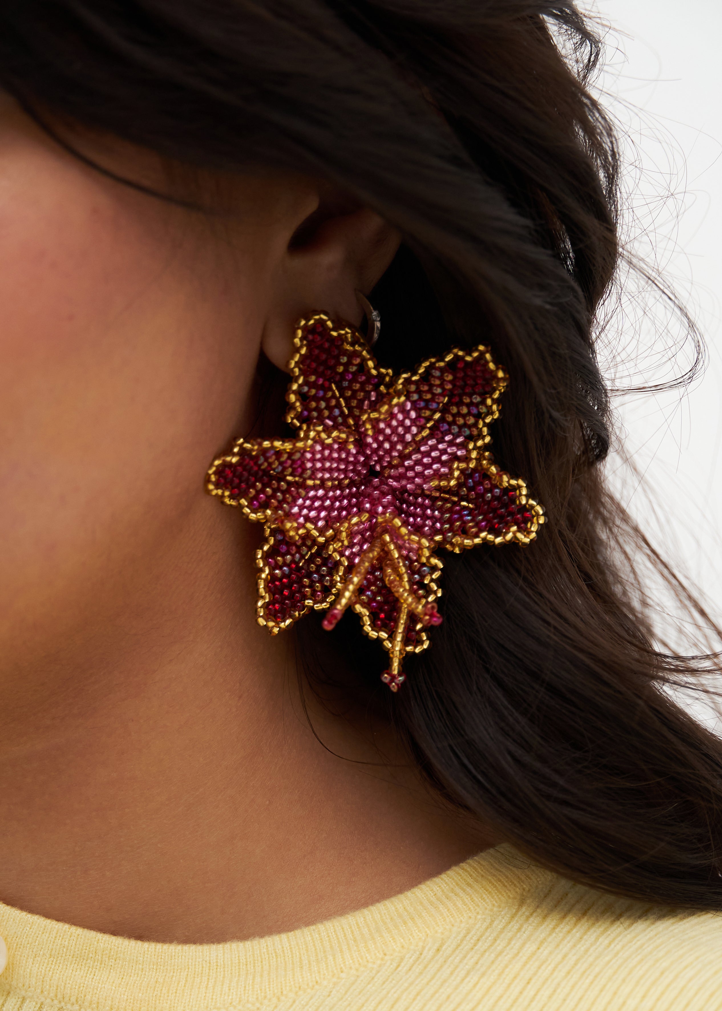 Selva | Beaded Mini Pink Orchid Bead Earrings – Manuela Cabrales