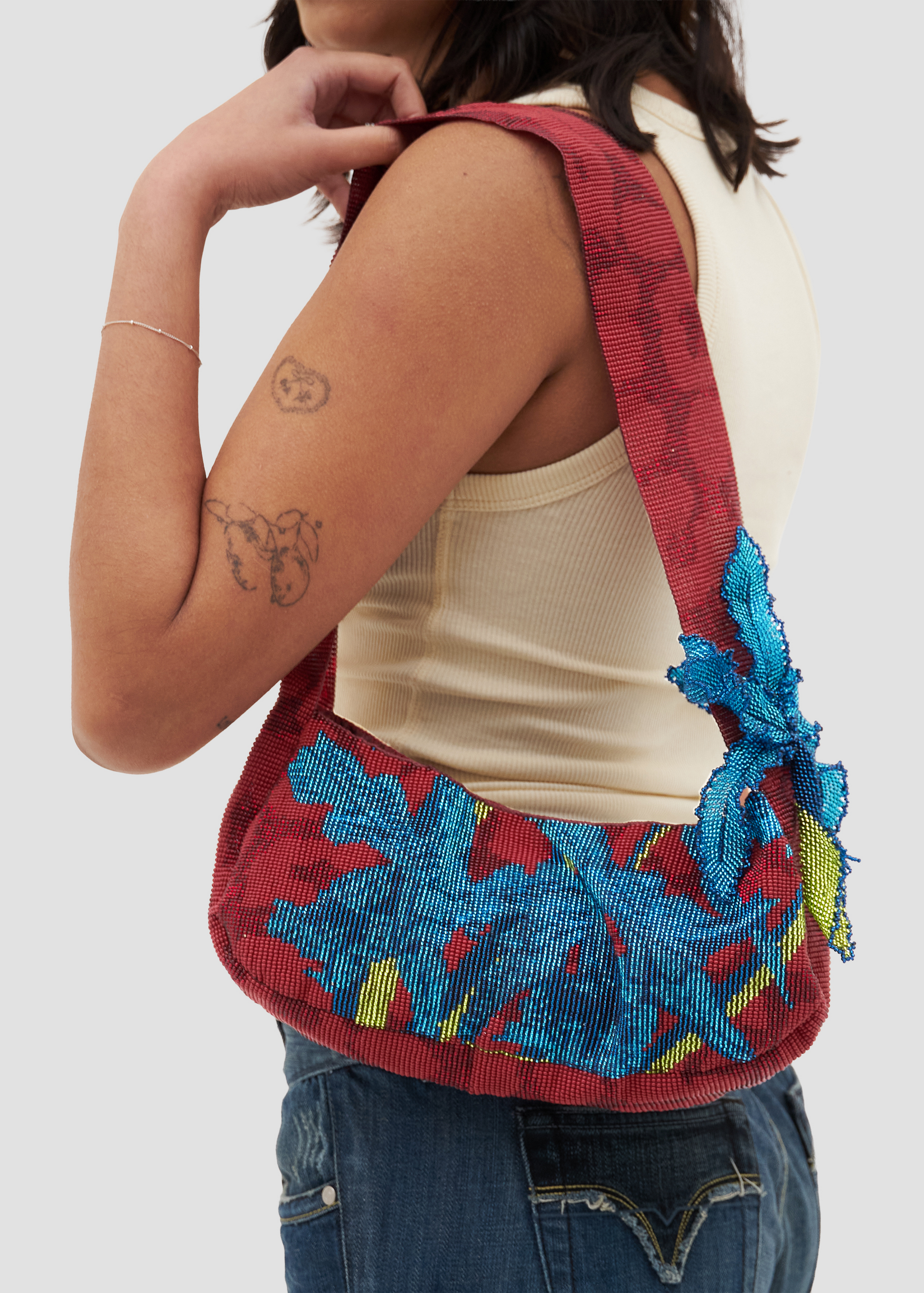 Cattleya Trianae | Crystal Beads Red & Blue Handbag
