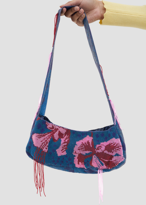 Bigotillo | Crystal Beads Blue & Pink Handbag