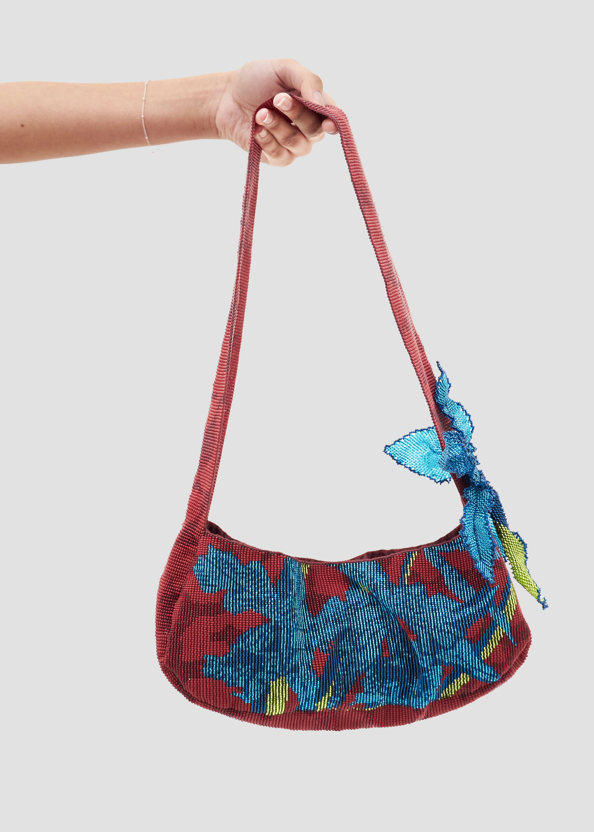 Cattleya Trianae | Crystal Beads Red & Blue Handbag