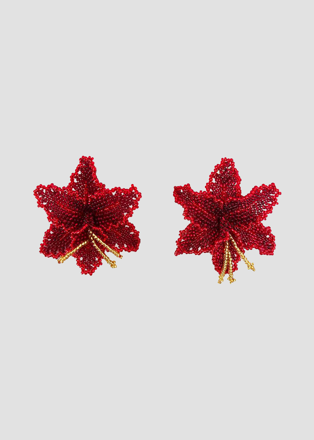 Selva | Beaded Mini Red Orchid Bead Earrings