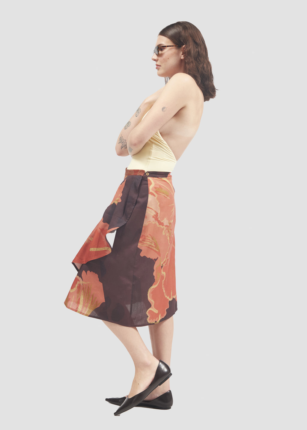 Muscifera | Silk Brown & Pink Skirt
